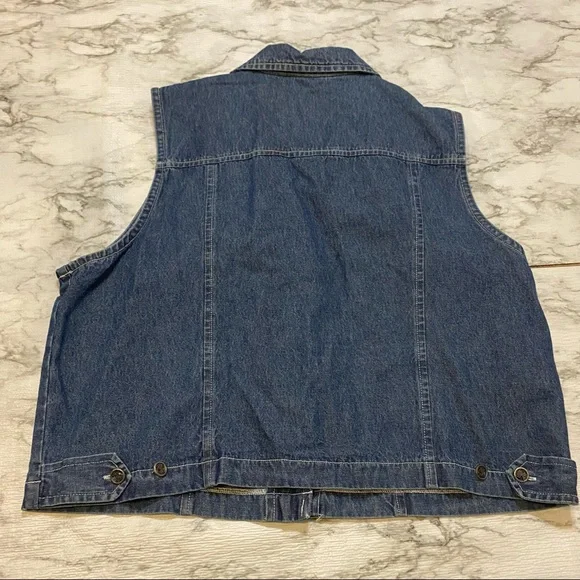 Vintage Bobbie Brooks 90’s Floral Embroidered Boho Preppy Y2K Retro Denim Vest - Picture 6 of 6